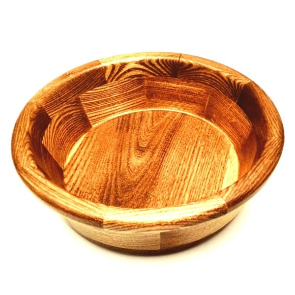 Handcrafted Wooden Bowl Wayne J. McMinn Pennsylvania Oak Marquetry Serving VTG - Picture 1 of 7